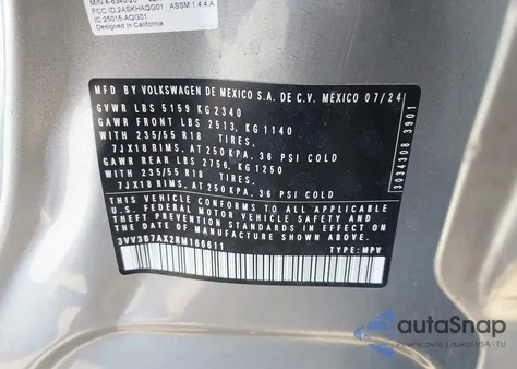 2024 Volkswagen Tiguan 2.0T Se/2.0T Wolfsburg Edition from USA, damaged, VIN 3VV3B7AX2RM166611